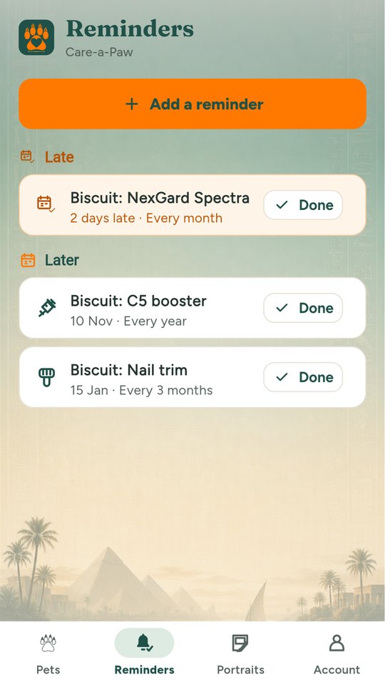 Reminders by week and month