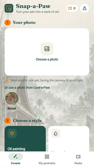 An a-Paw screen in the Southeast Asia skin