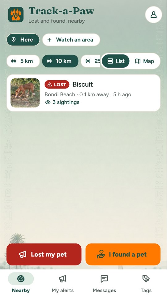 Lost and found pets nearby